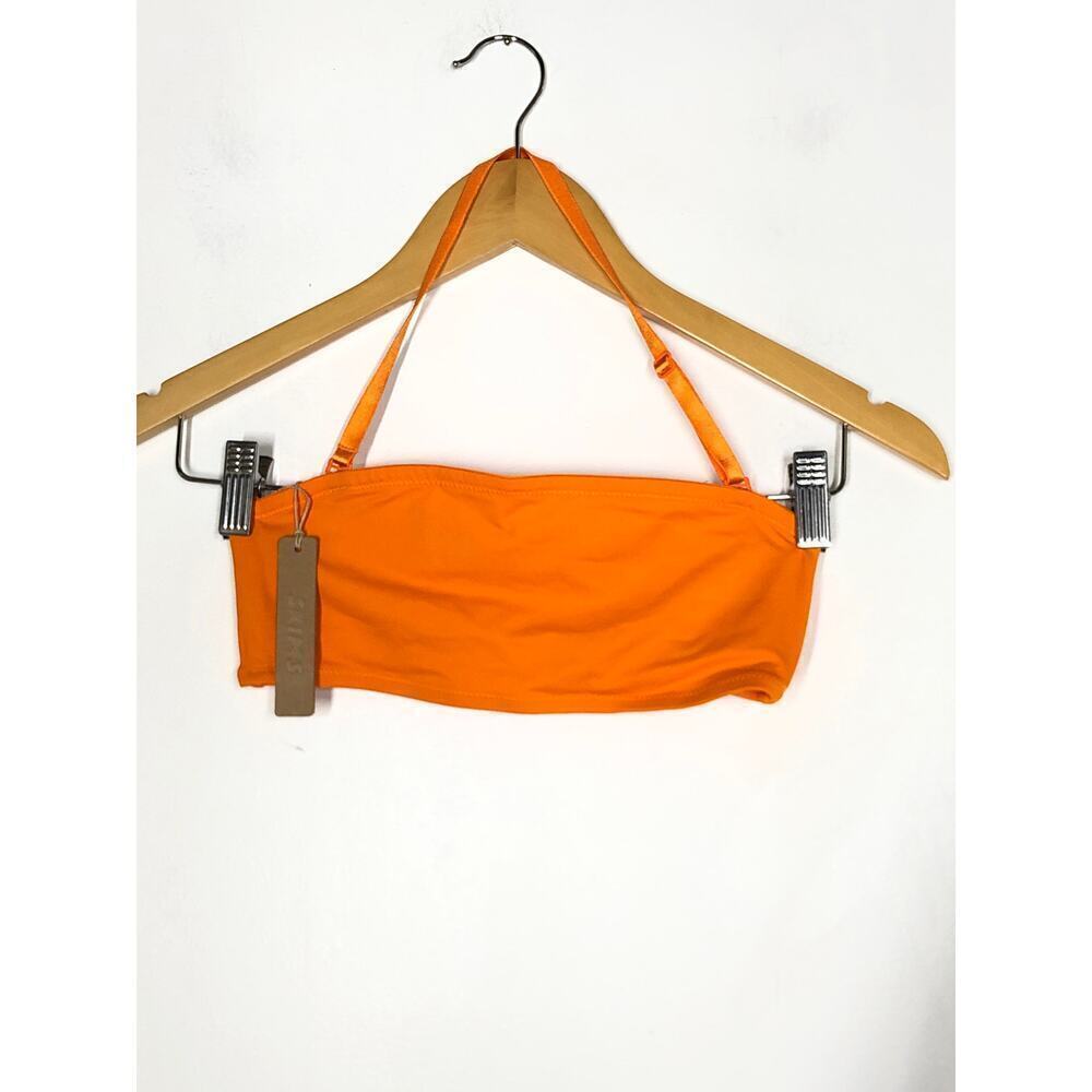 SKIMS Signature Swim Bandeau Bikini Top Strapless Swimwear in Orange NWT XXS